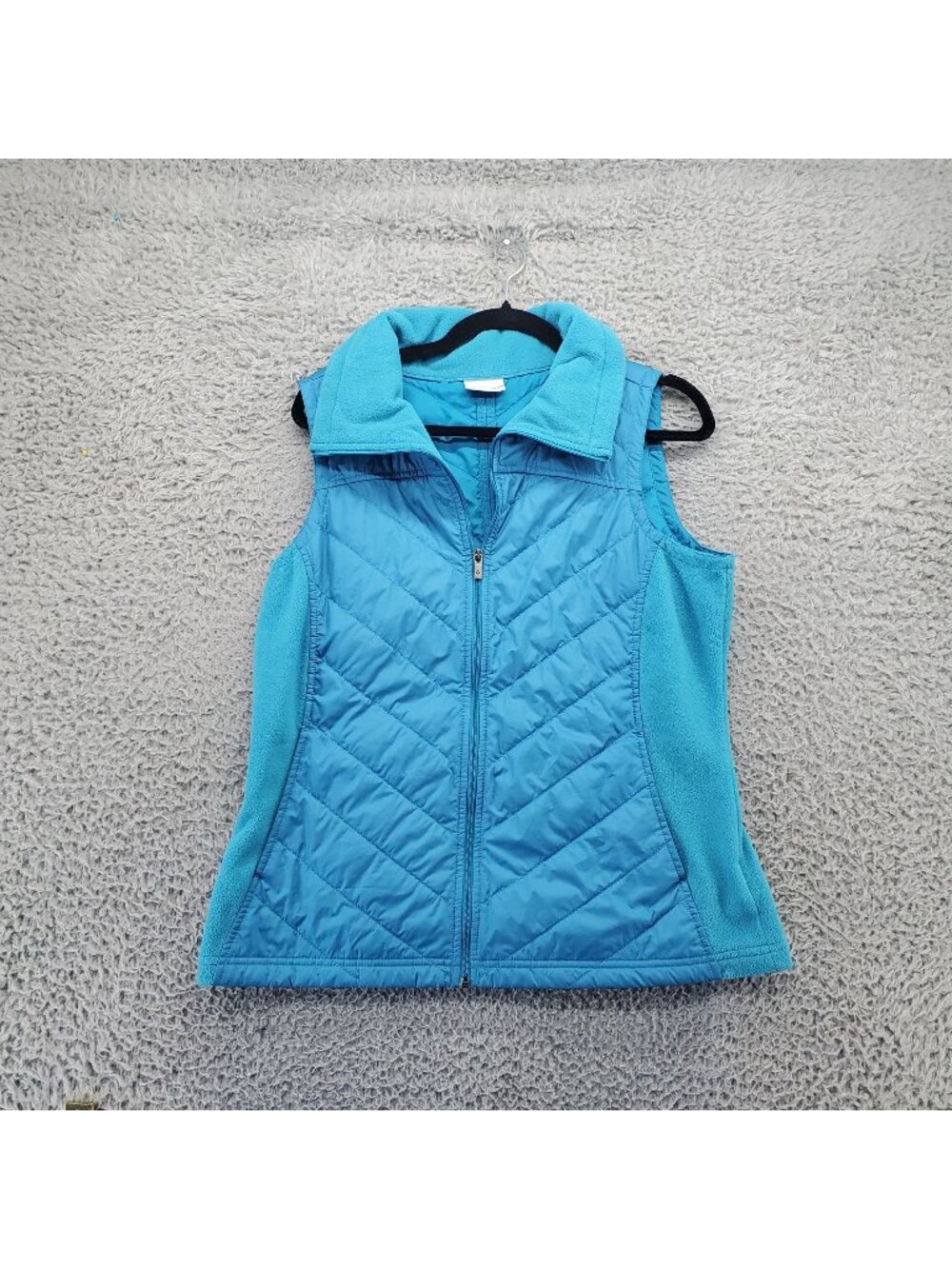 Columbia Vest Womens Large Blue Quilted Fleece-Lined Full Zip Lightweight